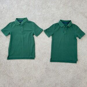 Wonder Nation Boys Hunter Green Short Sleeve Polo Shirts Set of 2 Size S 6-7